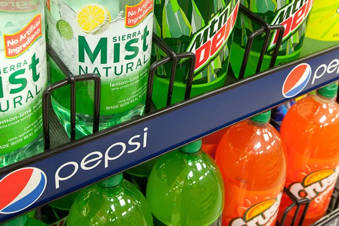 2 Liter bottles from Pepsi products to Coca-Cola.